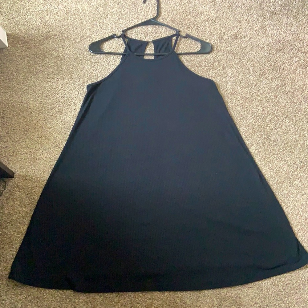 Simple black flowy above the knee dress